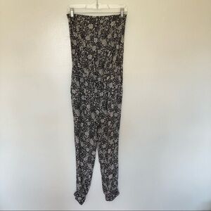 Aritzia Talula Strapless Jumpsuit Floral Black & White Small